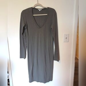 James Perse Dress Womens Size 3 Medium Gray Sheath Stretch Basic Minimal